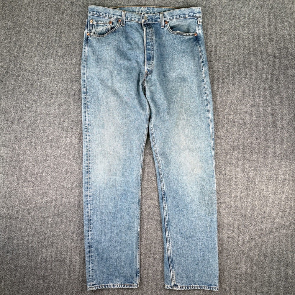 Vintage Levis 501 Jeans Mens 36x34 Blue Faded Denim Button Fly Made in USA 90s